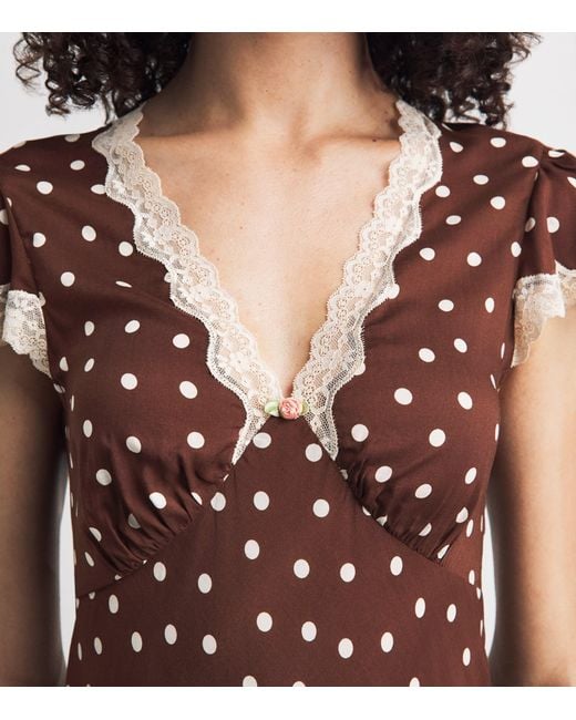 Rixo Brown Polka-Dot Cely Mini Dress