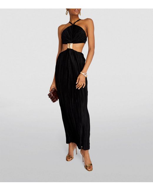 Cult Gaia Black Mitra Pleated Gathered Gown