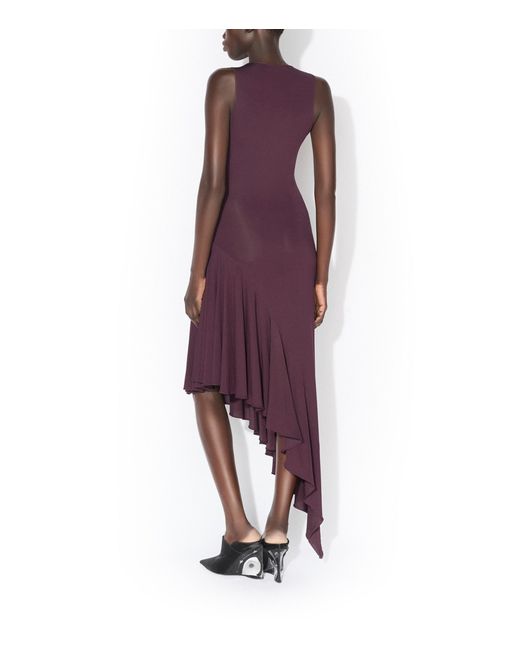 Alaïa Purple Jersey Asymmetric Midi Dress