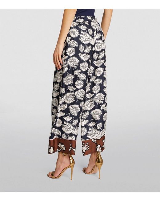Weekend by Maxmara White Silk Floral Relaxed Trousers