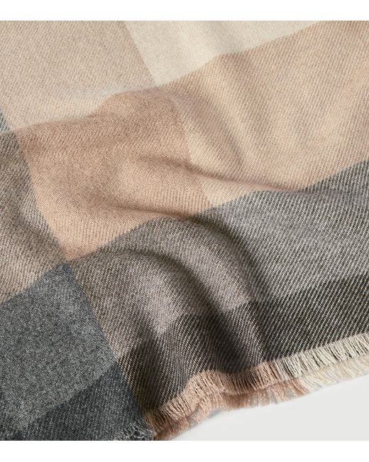 Brunello Cucinelli Gray Wool-Cashmere Stripe Scarf for men