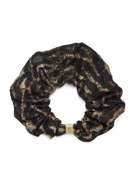 Ganni Black Metallic Leopard Print Scrunchie