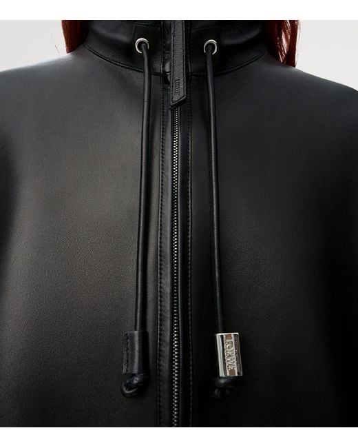 Loewe Black Leather Track Jacket for men