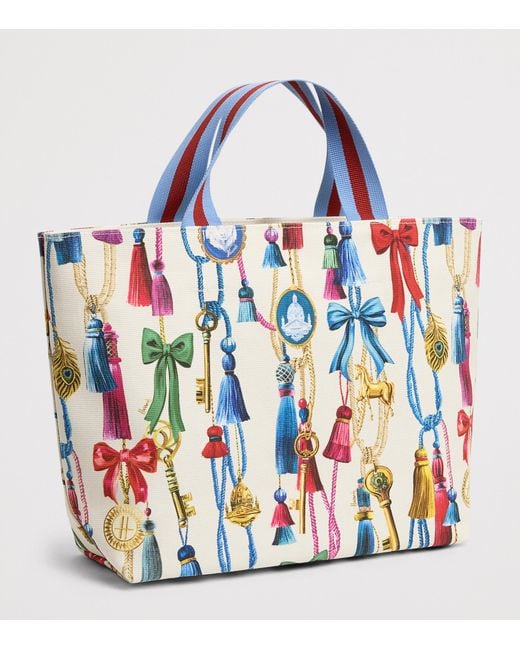 Harrods Blue Small Tassel Tote Bag