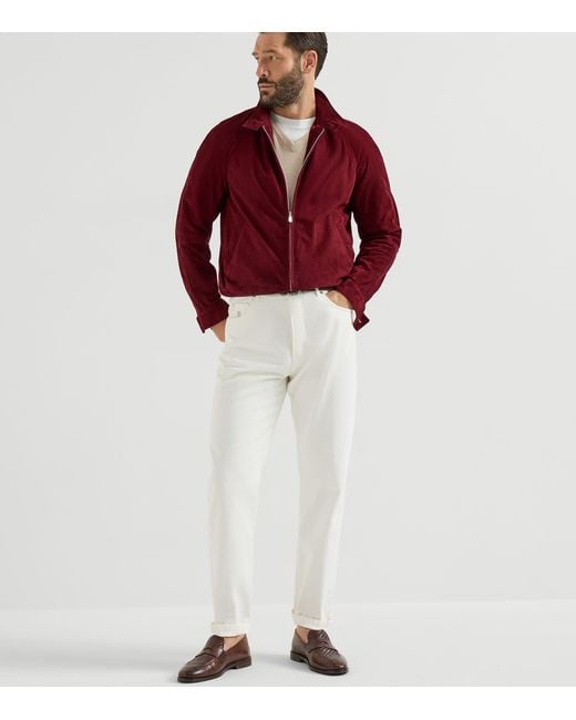 Brunello Cucinelli White Cashmere V-Neck Sweater for men