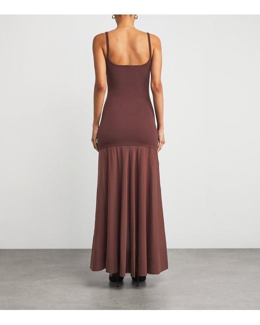 St. Agni Purple Sheer-Hem Maxi Dress