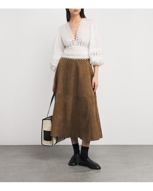 Sandro White Cotton Poplin Blouse