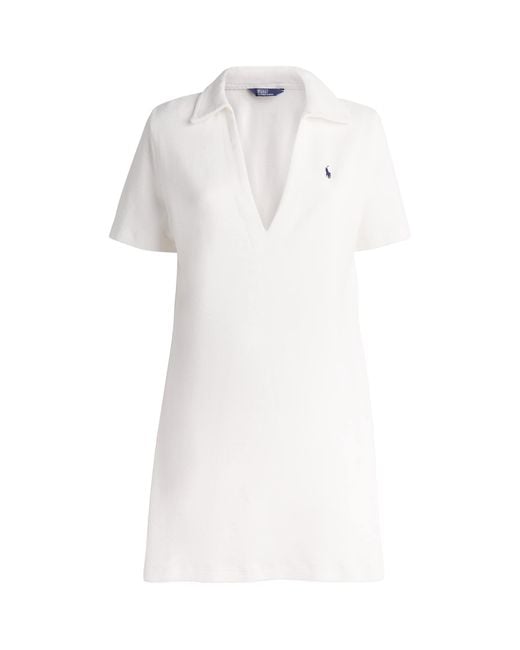 Polo Ralph Lauren White Terry Polo Pony Mini Dress