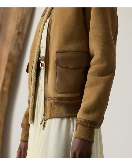 Ralph Lauren Brown Shearling Bomber Jacket