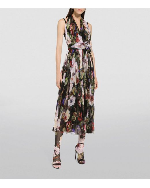 Dolce & Gabbana Black Rose Garden Print Dress