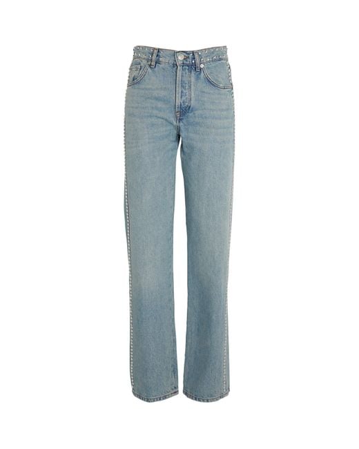 Maje Blue Studded Straight Jeans