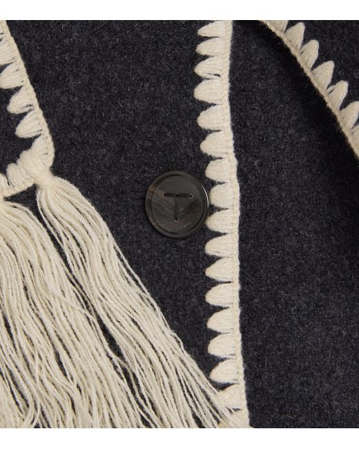 Totême Black Embroidered Wool-blend Scarf Jacket