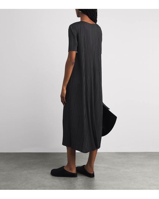 Pleats Please Issey Miyake Black Mellow Pleats Midi Dress