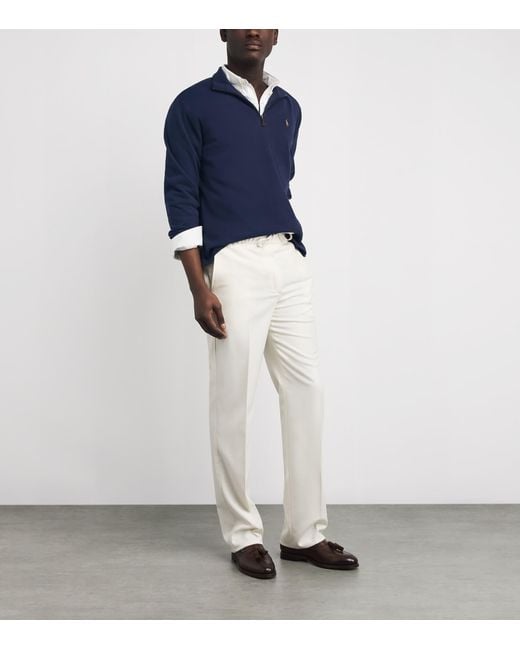 Polo Ralph Lauren Blue Cotton Quarter-Zip Sweatshirt for men