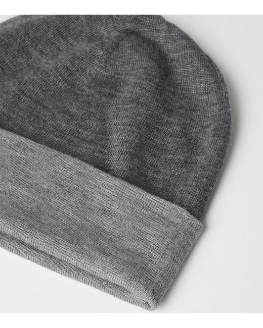 Brunello Cucinelli Gray Cashmere-Silk Knitted Beanie for men
