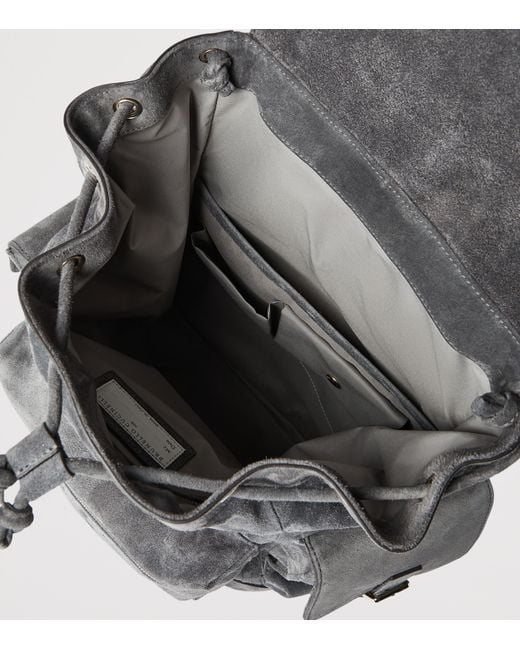 Brunello Cucinelli Black Suede City Backpack for men
