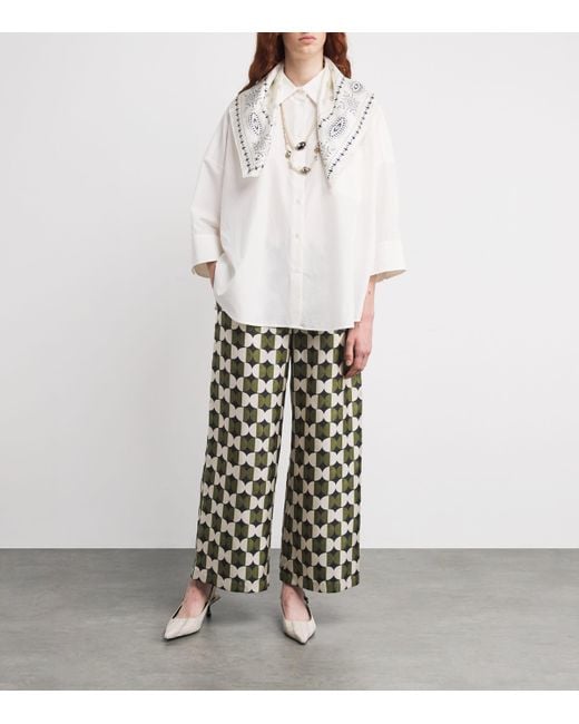 Weekend by Maxmara Metallic Silk Geometric Print Square Scarf