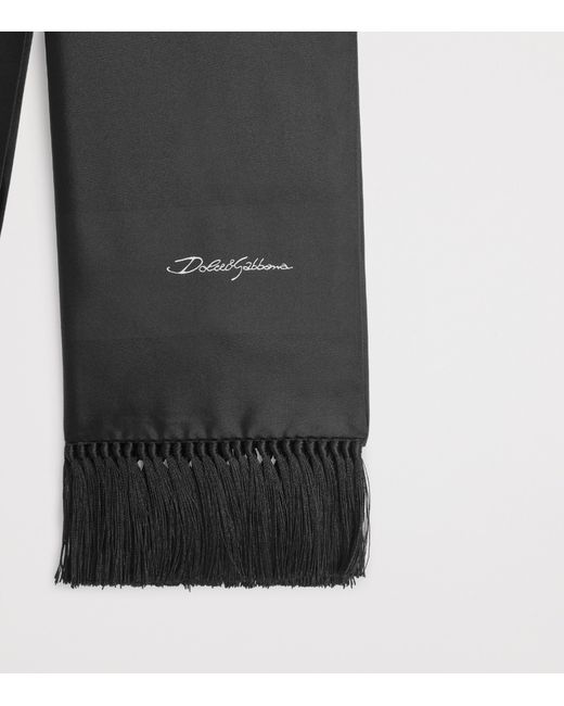 Dolce & Gabbana Gray Silk Logo Scarf for men