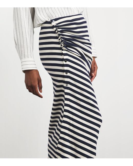 Rabanne Multicolor Wool Asymmetric Stripe Midi Skirt