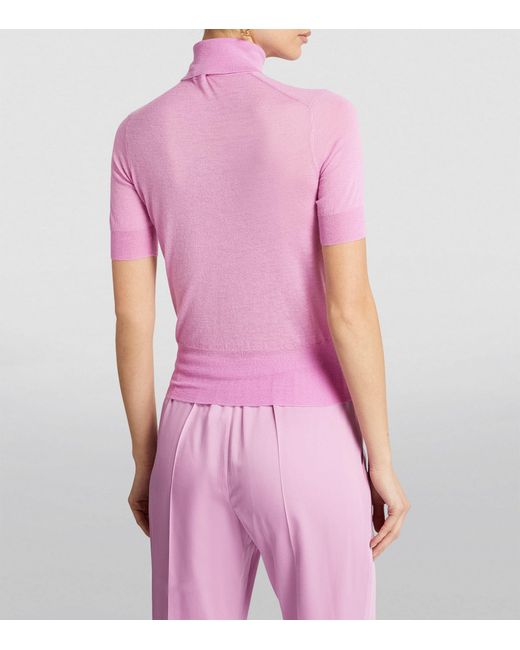 Joseph Pink Cashmere High-neck Cashair Sweater