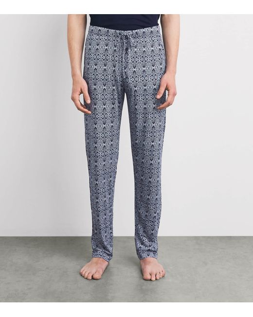 Hanro Blue Cotton Night & Day Lounge Trousers for men