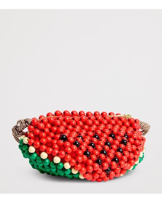 ALÉMAIS Red Mini Beaded Watermelon Shoulder Bag