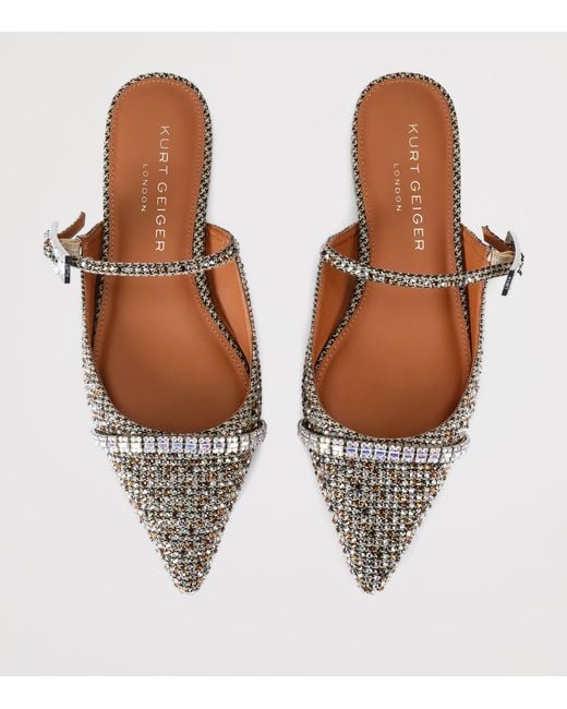 Kurt Geiger White Embellished Strass Flat Mules