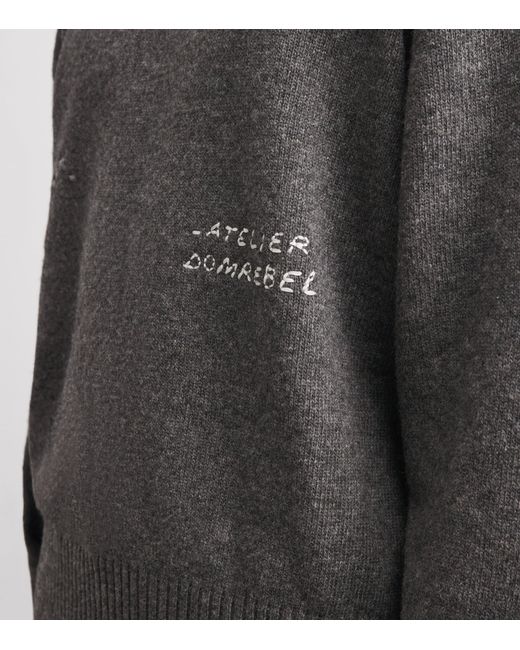 DOMREBEL Gray Wool-Blend Embroidered Wiser Sweater for men