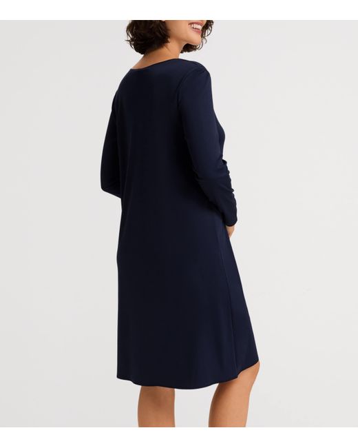 Hanro Blue Cotton Long-Sleeve Nightdress