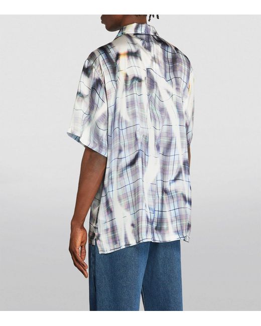 Y. Project Blue Check Print Oversized Shirt for men
