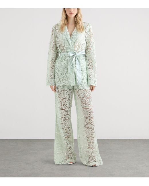 Dolce & Gabbana Green Lace Tie Blazer