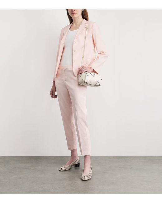 Theory Pink Linen-Blend Single-Breasted Blazer