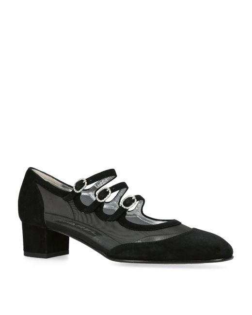 CAREL PARIS Black Velvet Kinight Mary Jane Pumps 40