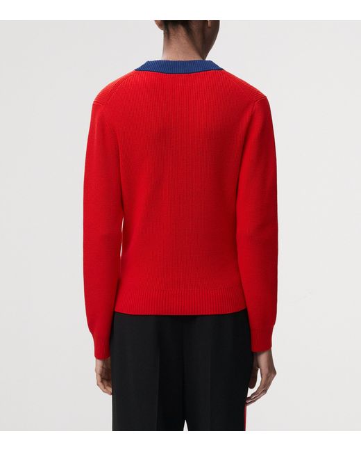 Loewe Red Cotton-Wool V-Neck Sweater