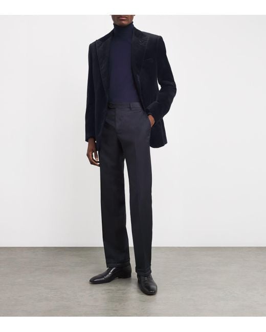 Brioni Blue Velvet Single-Breasted Blazer for men