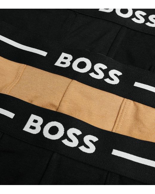 Boss Black Stretch-cotton Logo Trunks (pack Of 3) for men