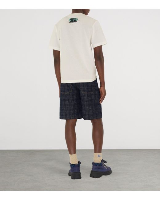 Burberry Blue Check Denim Shorts for men
