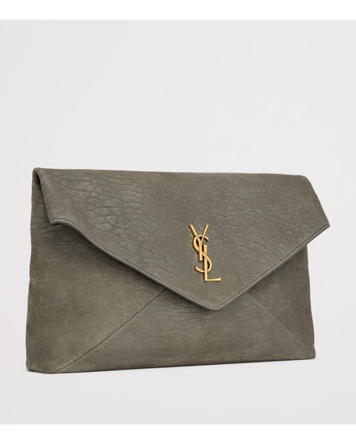 Saint Laurent Gray Large Cassandre Envelope Pouch