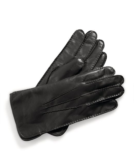 Aspinal Black Cashmere-Wool-Lined Leather Gloves for men