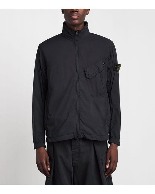 Stone Island Black Stretch-Nylon Zip-Up Overshirt for men