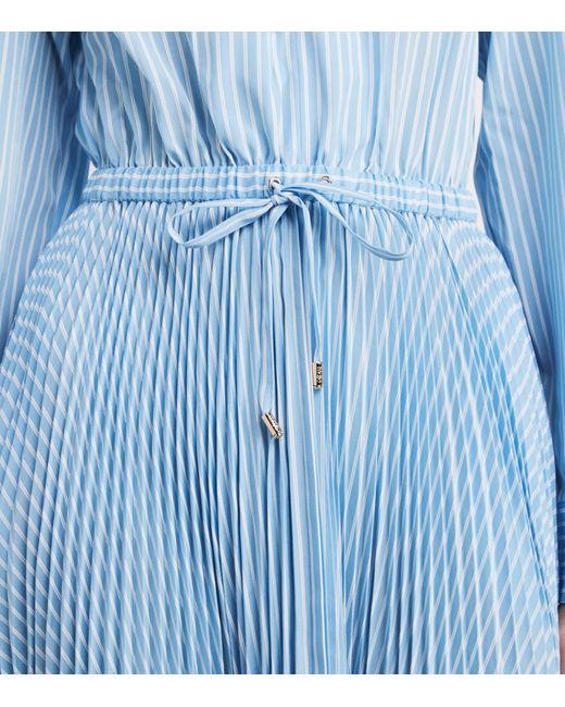 Maje Blue Poplin Stripe Maxi Shirt Dress