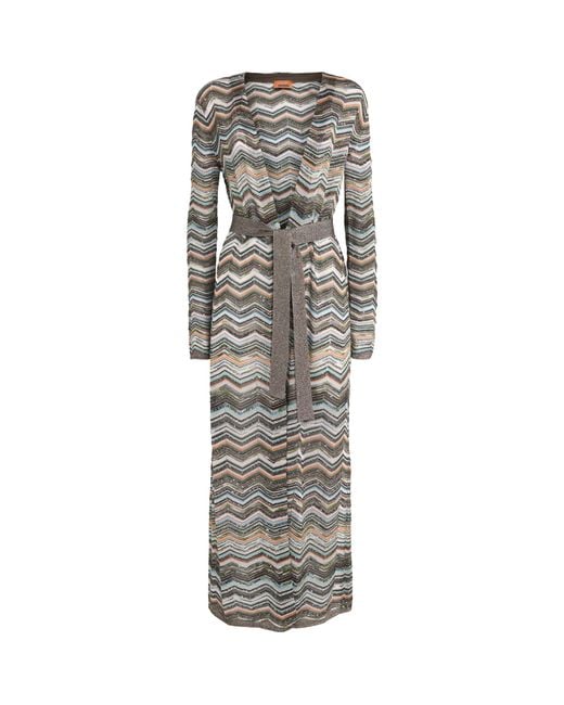 Missoni Gray Zigzag Metallic Longline Cardigan