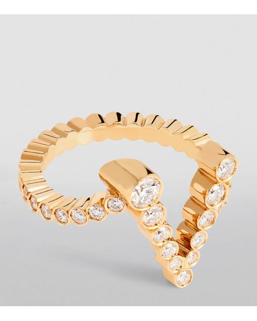 Sophie Bille Brahe Metallic And Diamond Ensemble 'V' Ring
