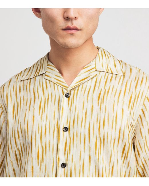 Commas Natural Cotton-Silk Brushstroke Shirt for men