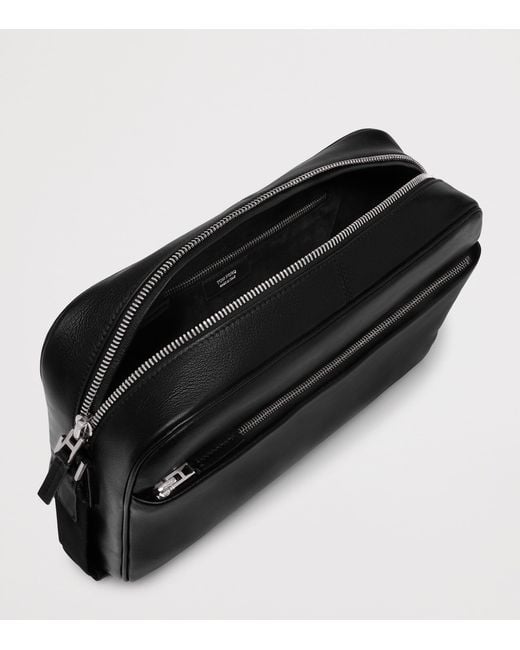 Tom Ford Black Leather Messenger Bag for men