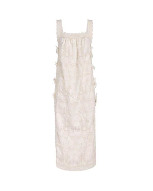 Loretta Caponi White Cotton Fiocchini Nightdress