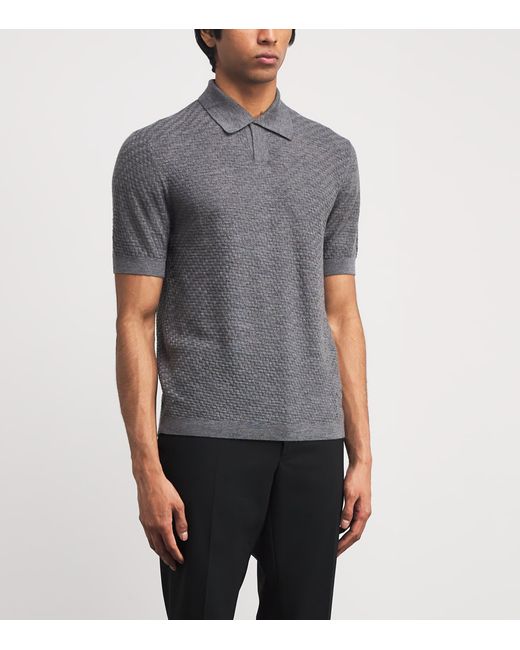 Emporio Armani Gray Virgin Wool Polo Shirt for men