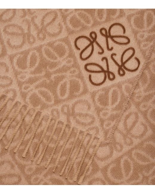 Loewe Brown Wool-Cashmere Anagram Scarf