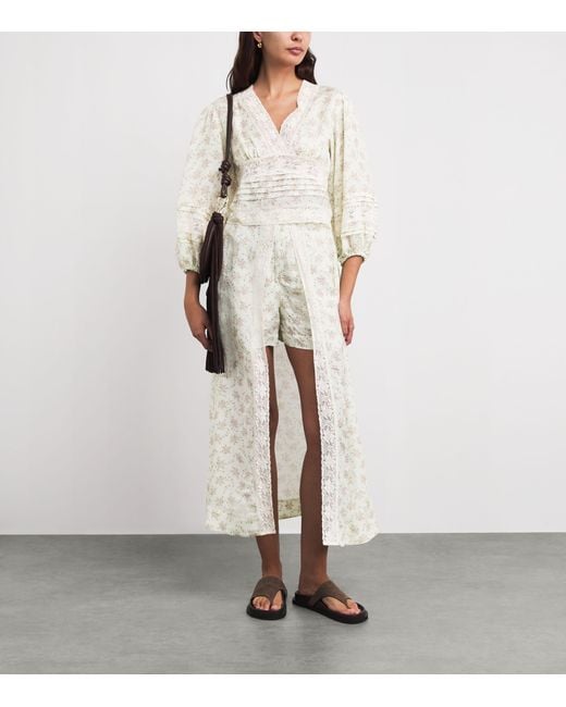 Sandro White Floral-Print Maxi Skort