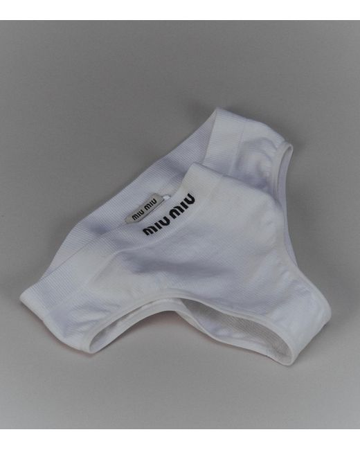 Miu Miu White Ribbed Seamless Briefs